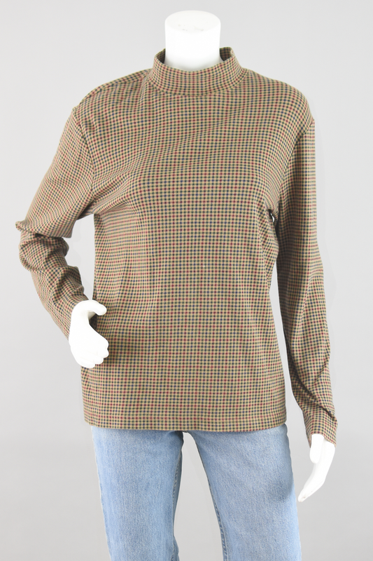 90s Plaid Mockneck Long Sleeve Shirt Women's Large