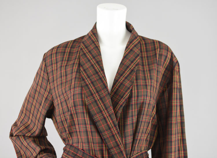 70s JCPenney Brown Plaid Robe Men's Medium