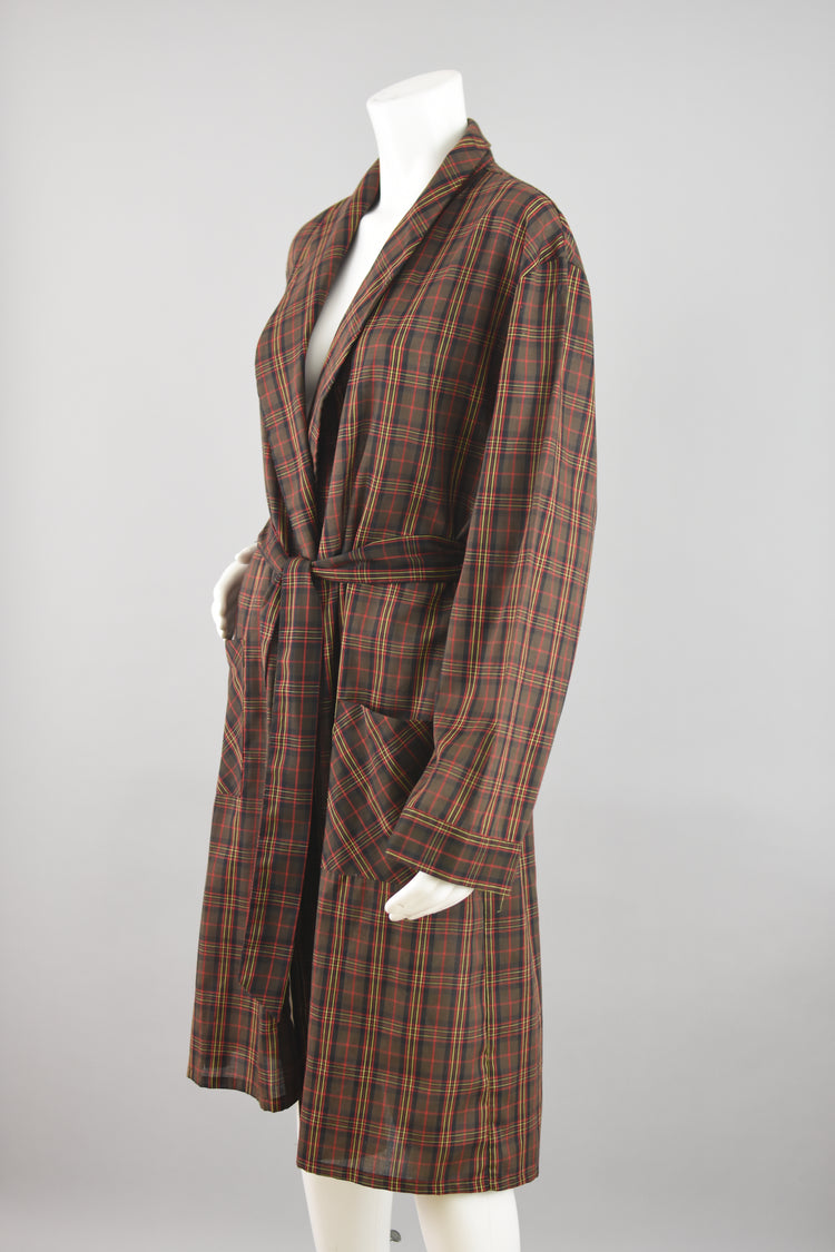 70s JCPenney Brown Plaid Robe Men's Medium