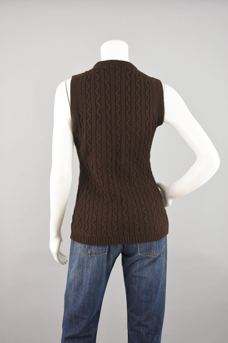 70s Sleeveless Cable knit Sweater Women's XS