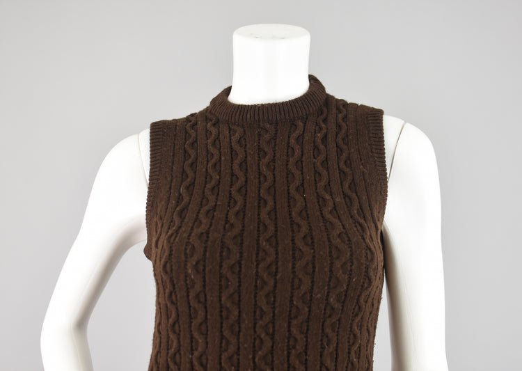 70s Sleeveless Cable knit Sweater Women's XS