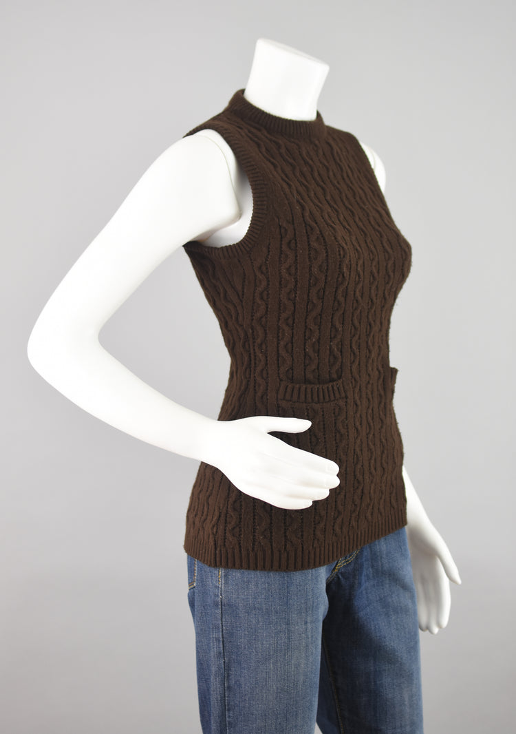 70s Sleeveless Cable knit Sweater Women's XS