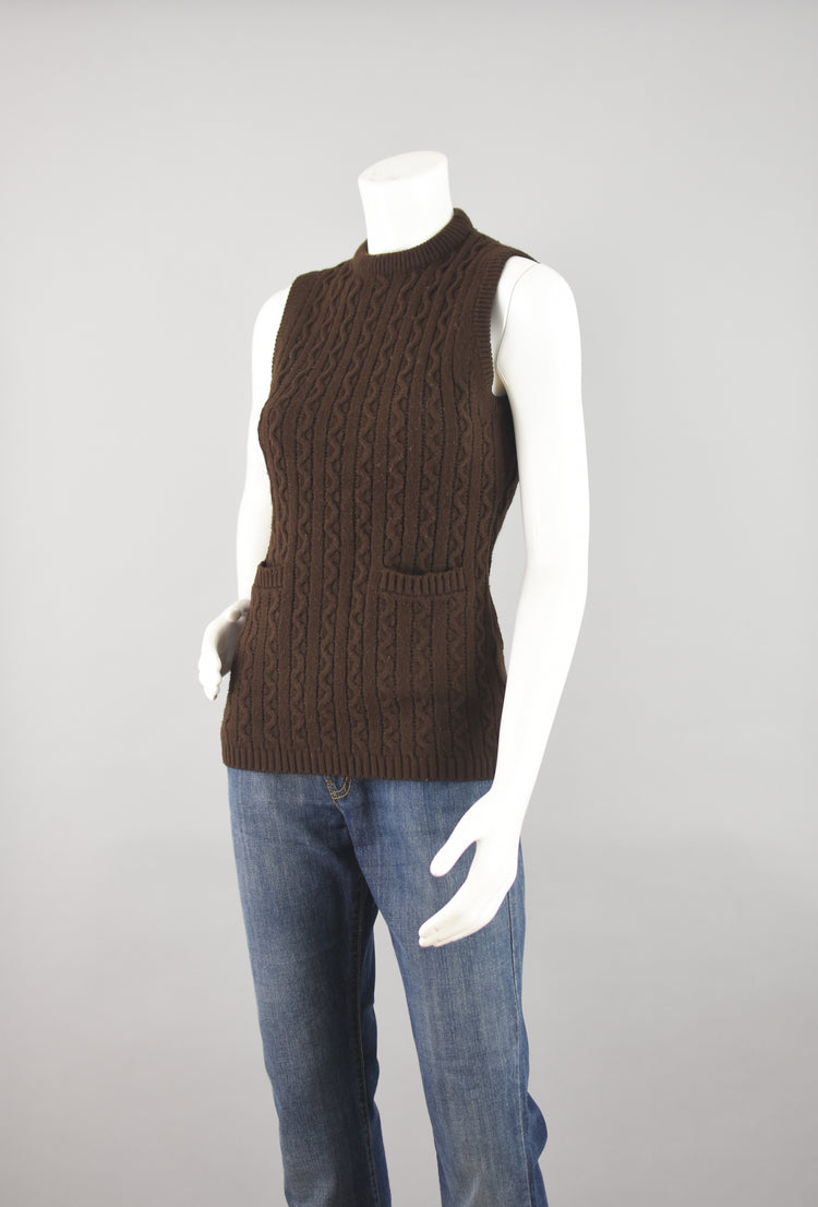 70s Sleeveless Cable knit Sweater Women's XS