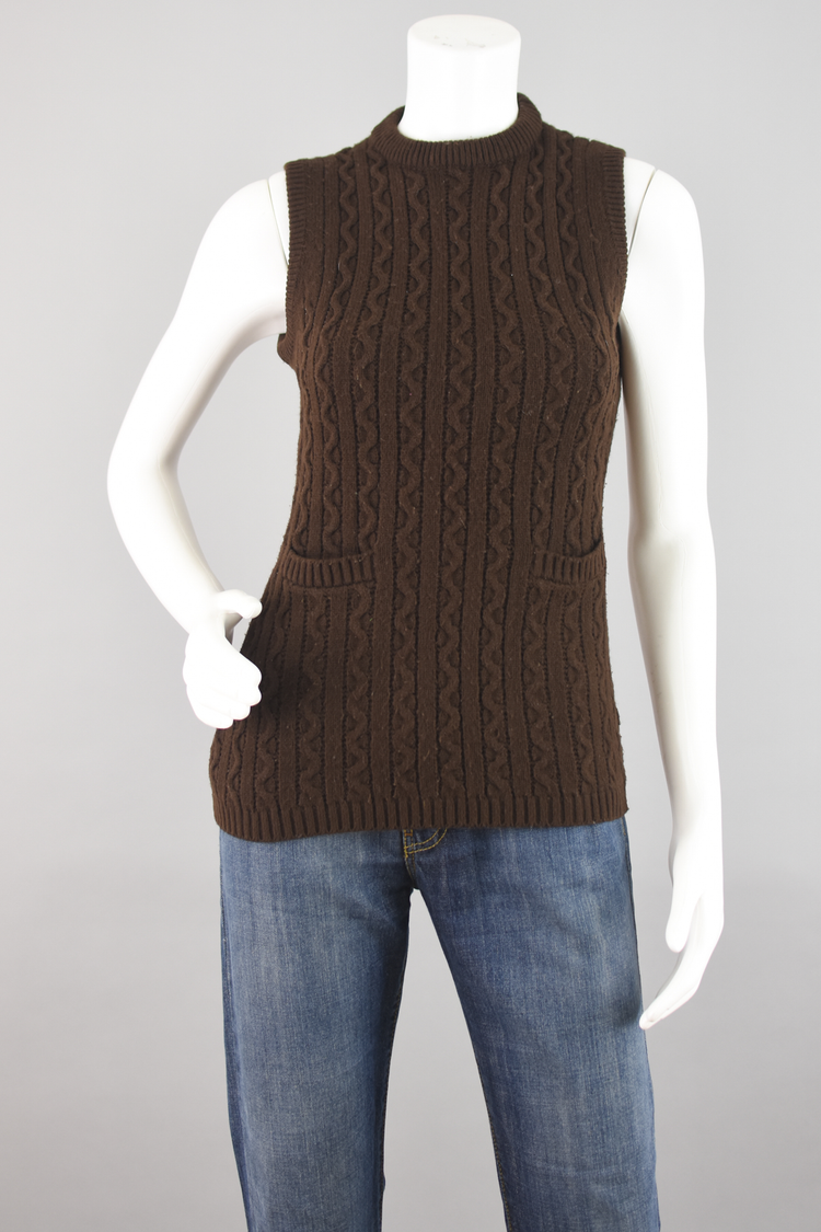 70s Sleeveless Cable knit Sweater Women's XS