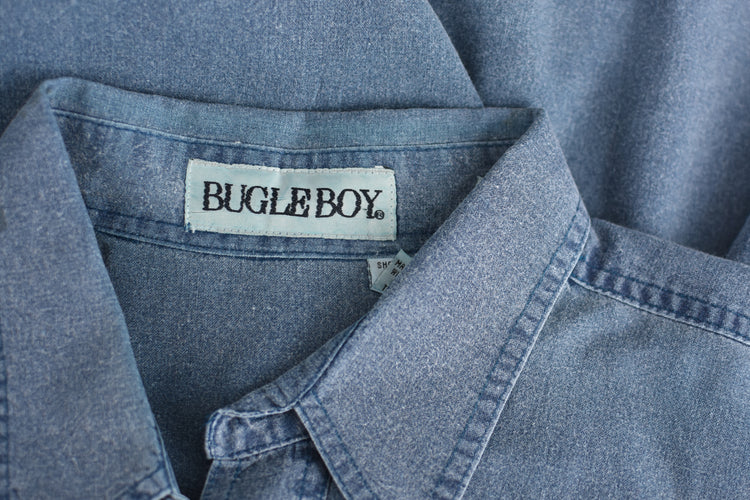 90s Bugle Boy Denim Button Down Shirt, Men's Extra Large