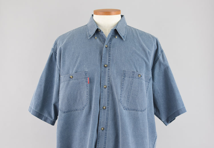 90s Bugle Boy Denim Button Down Shirt, Men's Extra Large