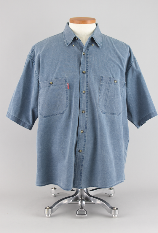 90s Bugle Boy Denim Button Down Shirt, Men's Extra Large