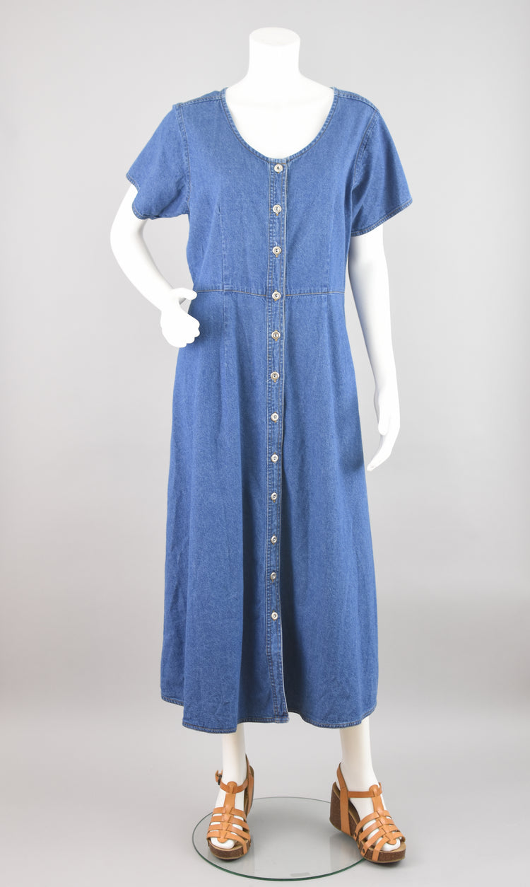 90s Button Down Jean Shirtdress, Women's Size 14 - 16