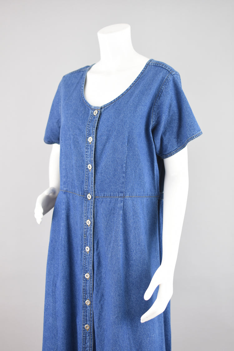 90s Button Down Jean Shirtdress, Women's Size 14 - 16