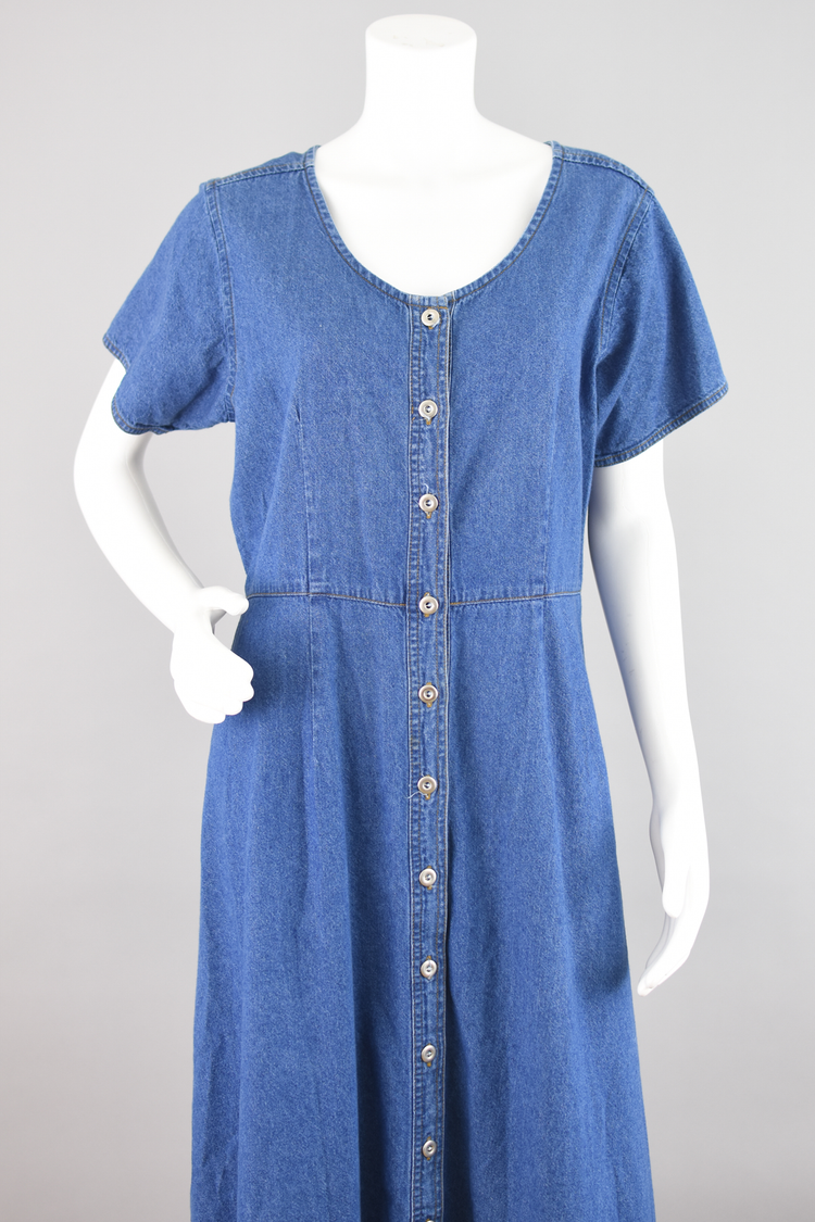 90s Button Down Jean Shirtdress, Women's Size 14 - 16