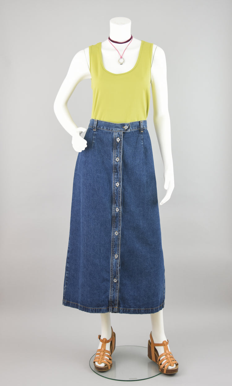 90s Calvin Klein Button Down Jean Skirt, Women's Size 12 32" Waist