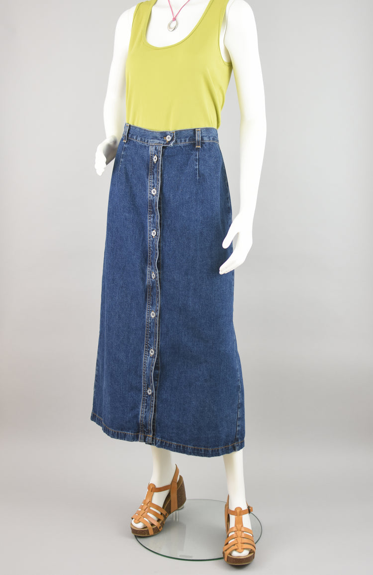 90s Calvin Klein Button Down Jean Skirt, Women's Size 12 32" Waist