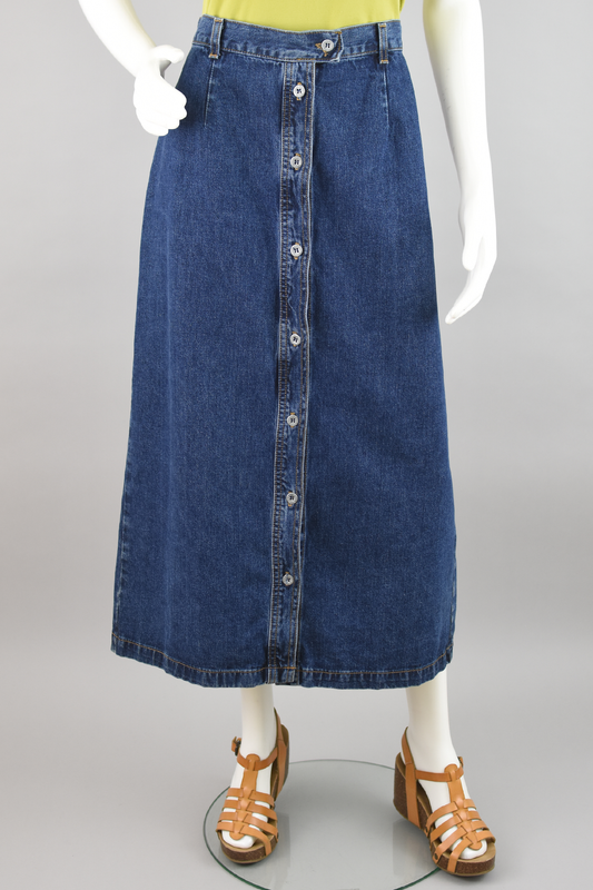 90s Calvin Klein Button Down Jean Skirt, Women's Size 12 32" Waist