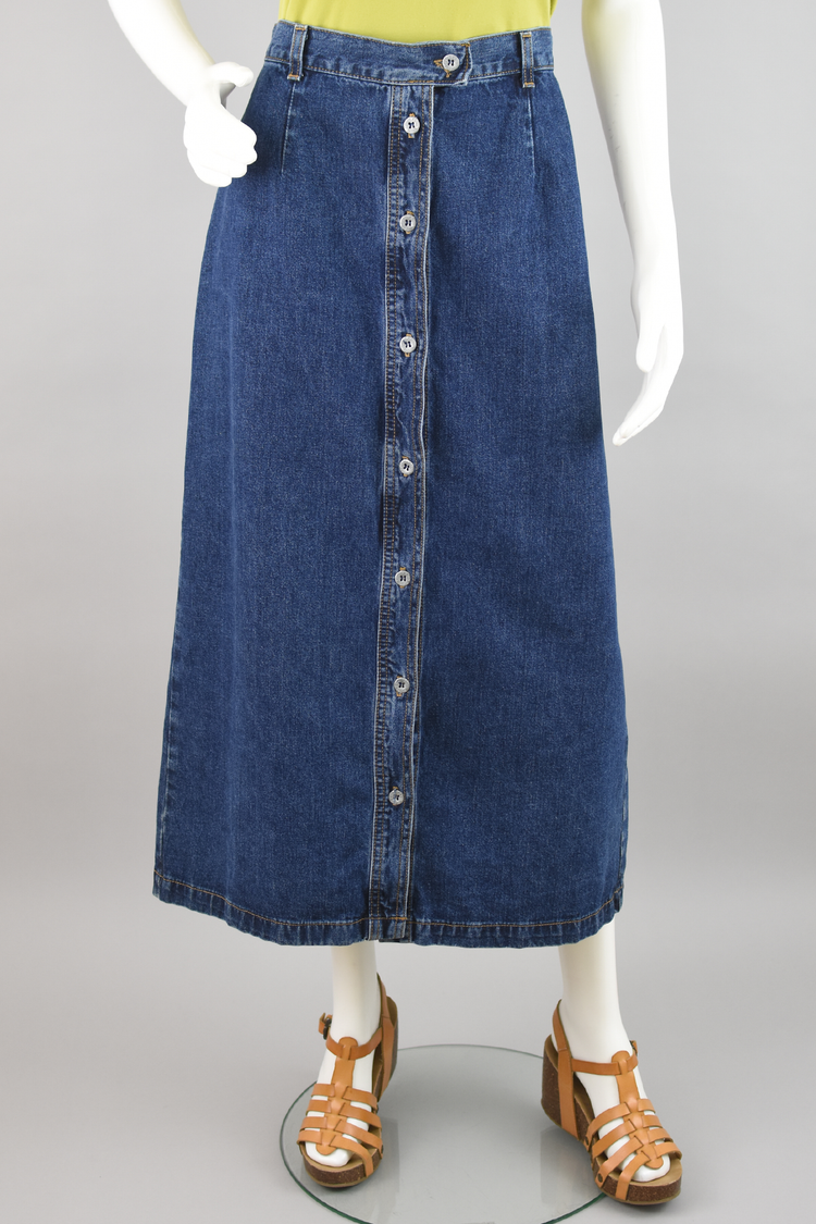 90s Calvin Klein Button Down Jean Skirt, Women's Size 12 32" Waist