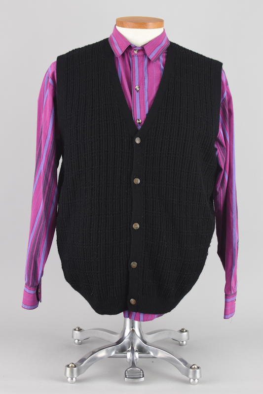 Vintage Black Wool Blend Sweater Vest Men's Extra Large