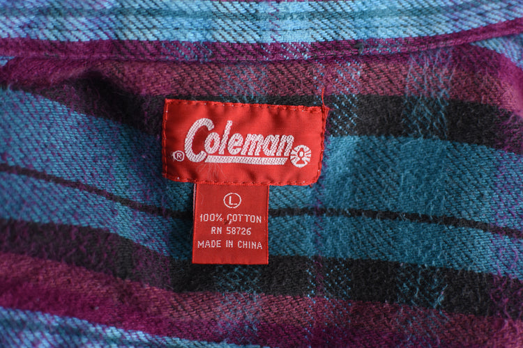 90s Coleman Plaid Cotton Flannel Shirt Men's Medium - Large