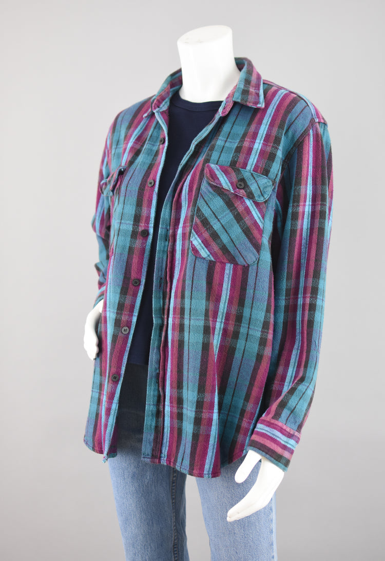 90s Coleman Plaid Cotton Flannel Shirt Men's Medium - Large