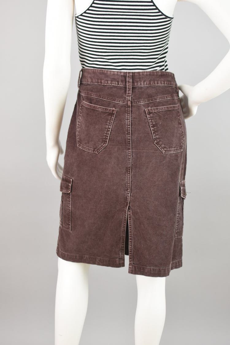 Y2K High Waisted Corduroy Pencil Cargo Skirt, No Boundaries, Juniors Size 7, 30" Waist