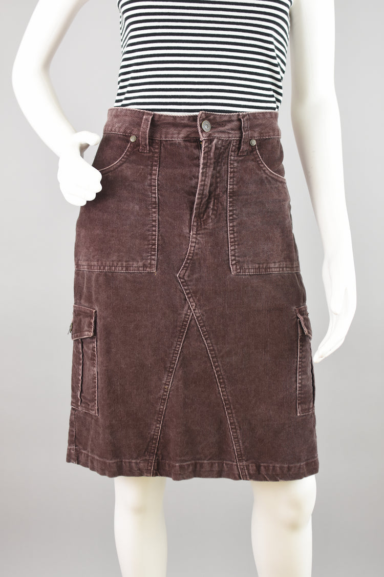 Y2K High Waisted Corduroy Pencil Cargo Skirt, No Boundaries, Juniors Size 7, 30" Waist