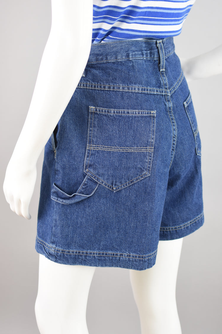 90s High Waisted Carpenter Jean Shorts, Women's Size 10, 28" Waist