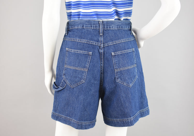 90s High Waisted Carpenter Jean Shorts, Women's Size 10, 28" Waist