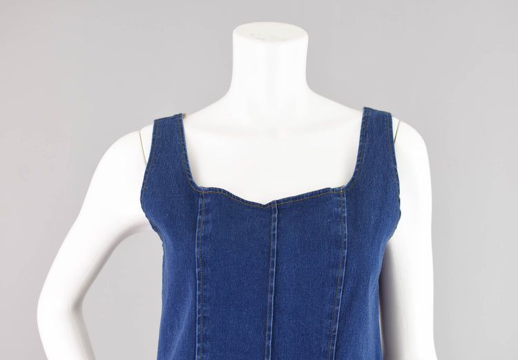 90s Denim Fitted Cropped Tank Top