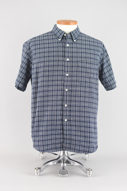 Y2K Dockers Blue Plaid Cotton Shirt, Men's Large