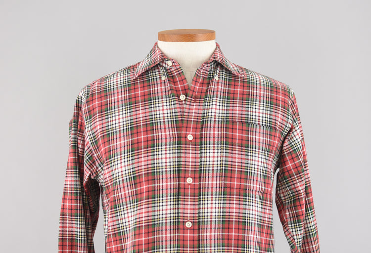 Vintage Red Plaid Oxford Cotton Shirt, Men's Small