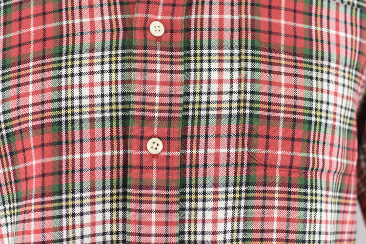 Vintage Red Plaid Oxford Cotton Shirt, Men's Small