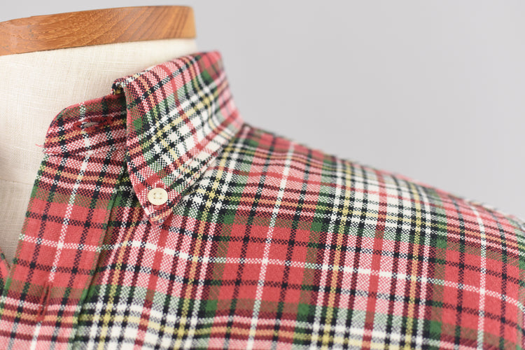 Vintage Red Plaid Oxford Cotton Shirt, Men's Small