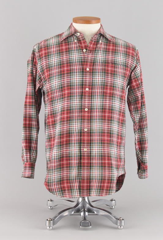 Vintage Red Plaid Oxford Cotton Shirt, Men's Small