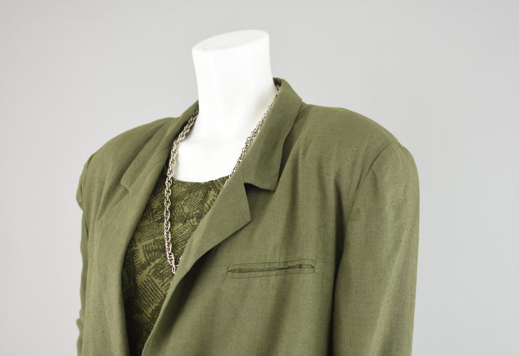 90s Express Green Linen Blazer Women's Medium