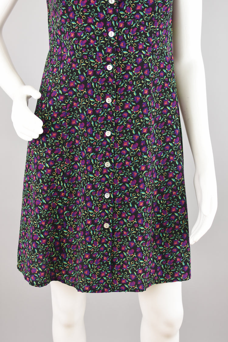 90s Floral Tie Back Silk Mini Dress, Women Size 6