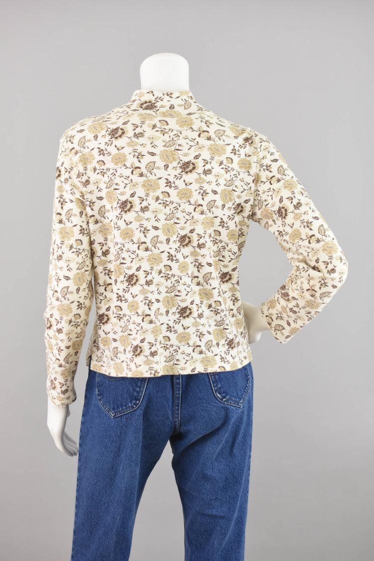 90s Floral Mockneck Long Sleeve Shirt, Women's Small