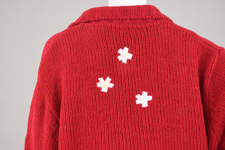 Vintage 90s Fuzzy Red Snowmen Cardigan, Women's Extra Large