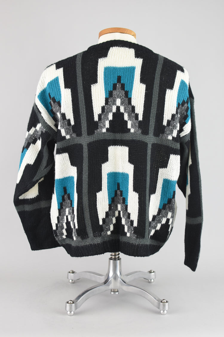 80s Esprit Sport Geometric Wool Sweater Men's Small