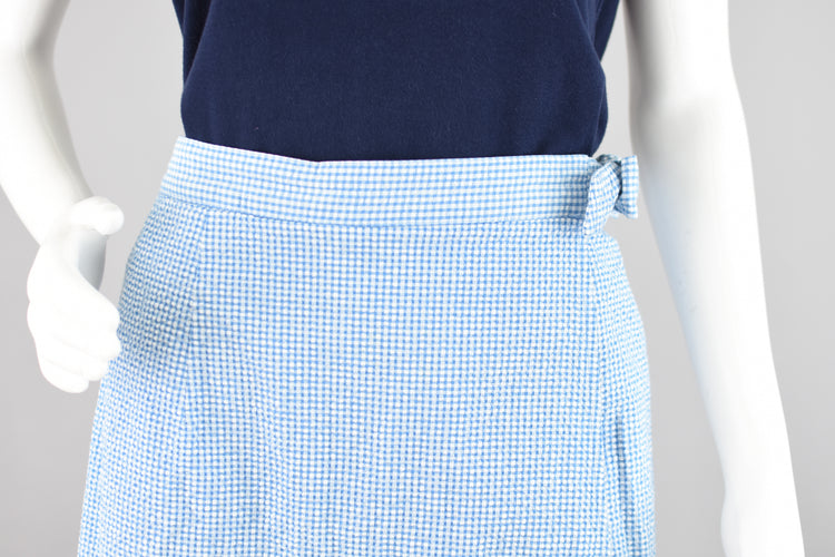 90s Blue Gingham Seersucker Skorts, Women's 30 - 32" Waist