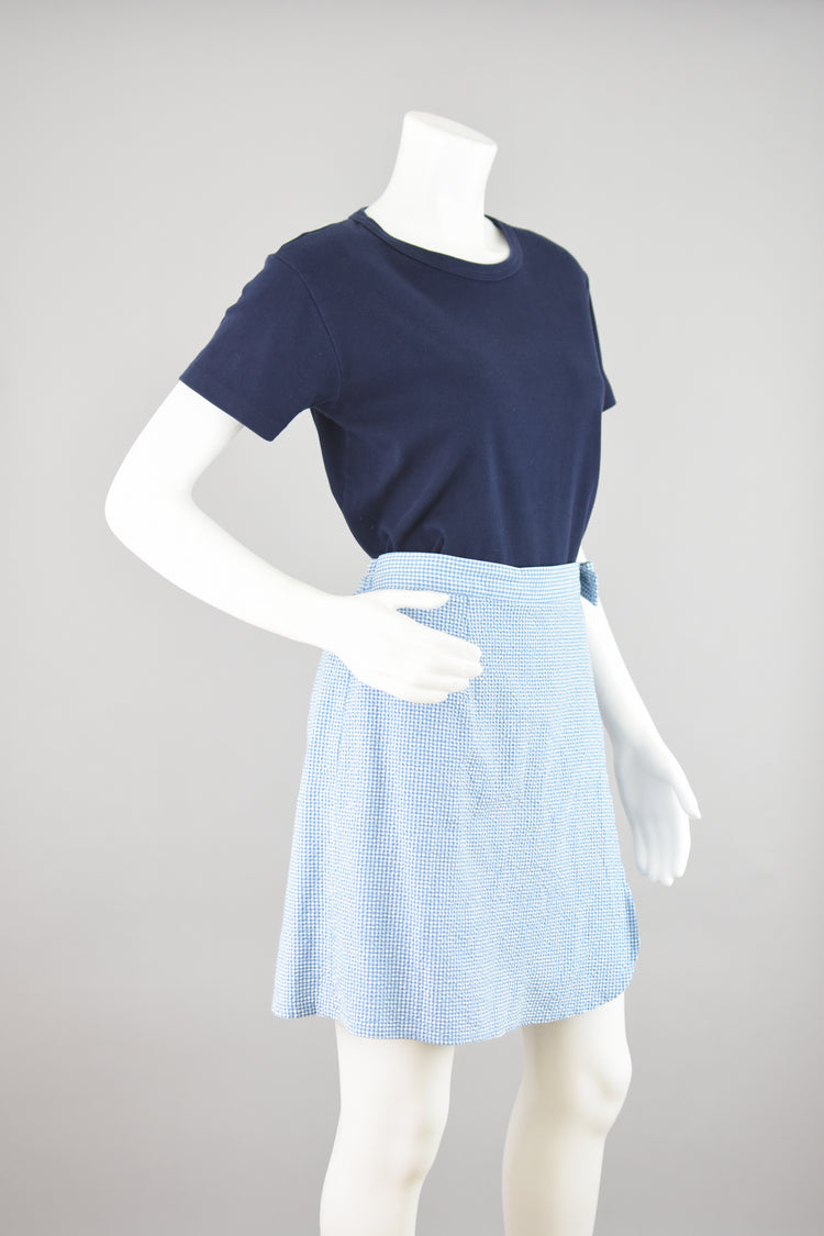 90s Blue Gingham Seersucker Skorts, Women's 30 - 32" Waist