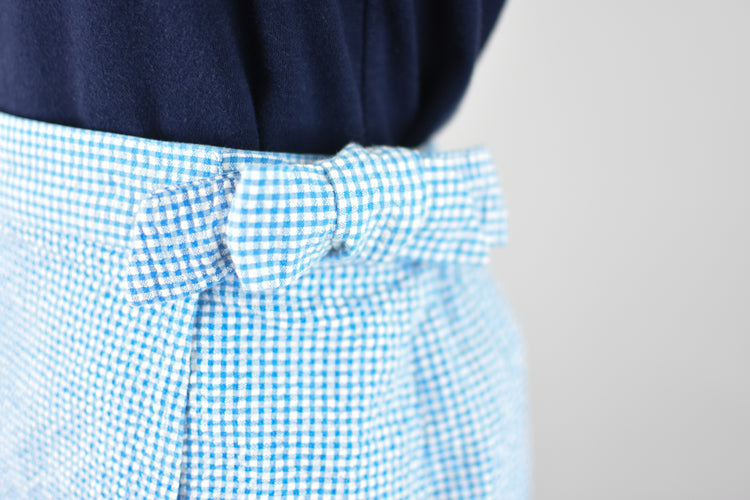 90s Blue Gingham Seersucker Skorts, Women's 30 - 32" Waist