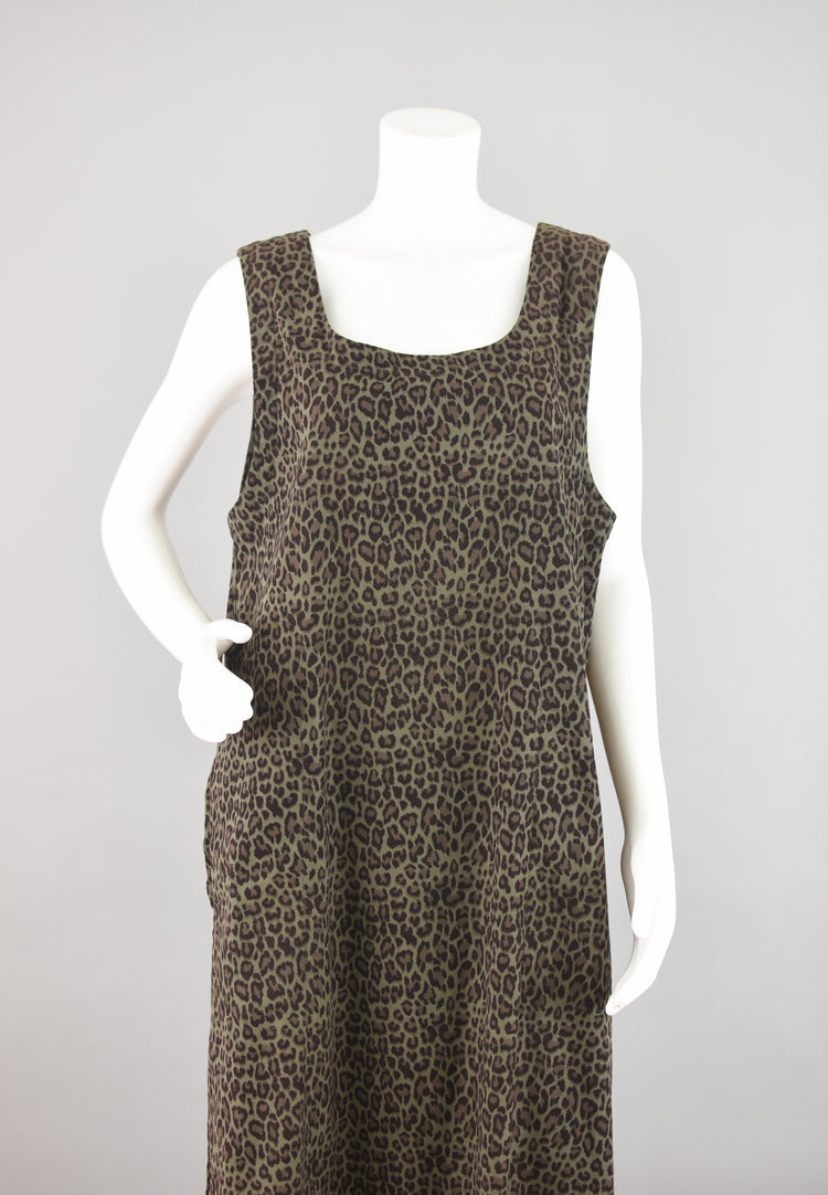 90s Green Animal Print Pinafore Dress Women's Medium