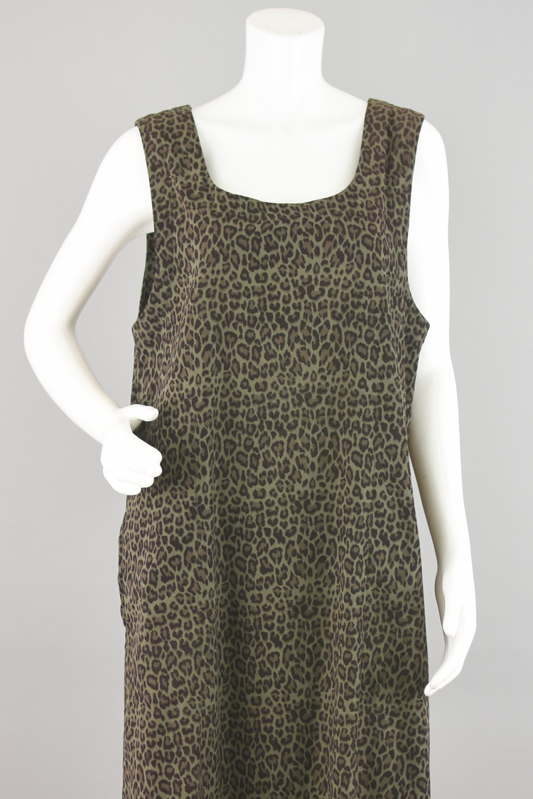 90s Green Animal Print Pinafore Dress Women's Medium