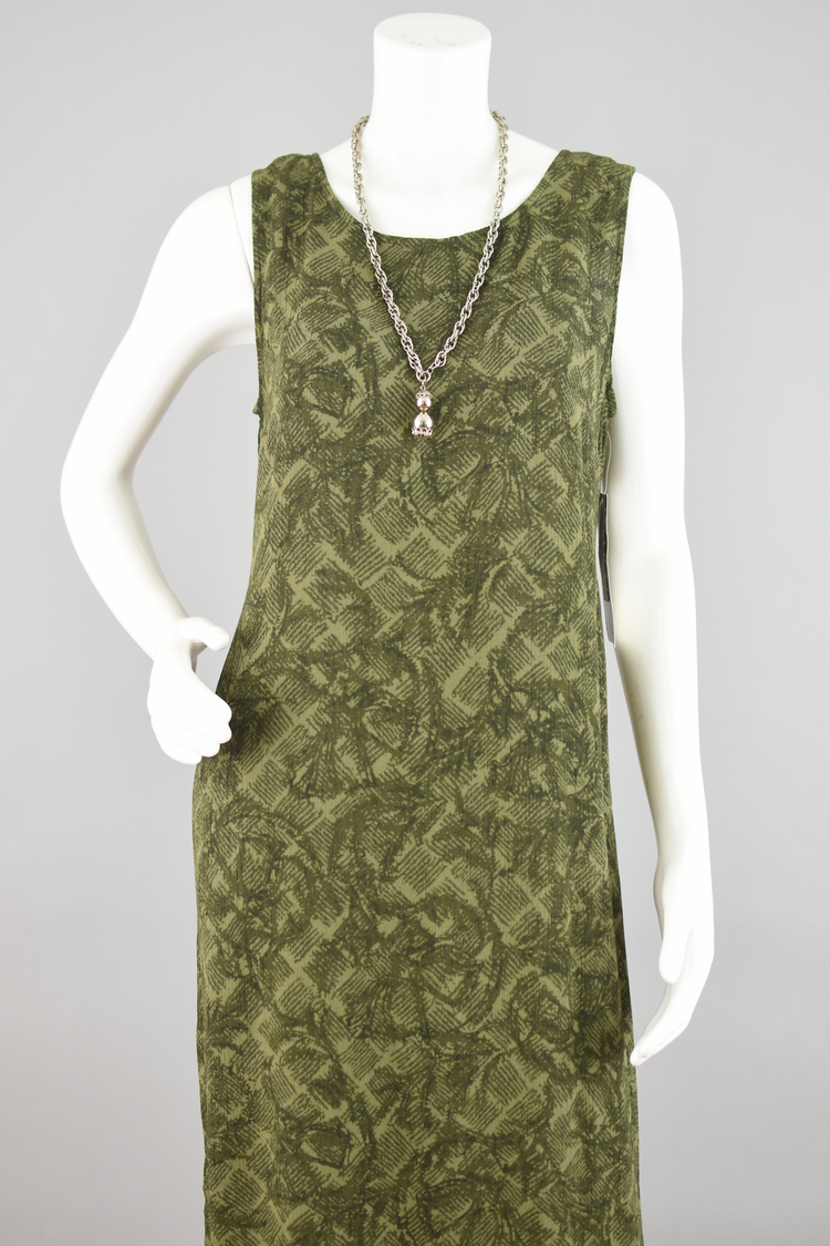 Y2K Sleeveless Green Midi Dress, Women's Petite Medium