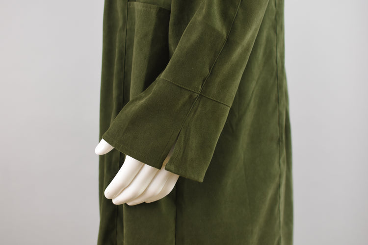 90s Faux Ultra Suede Green Duster Jacket, Women's Large