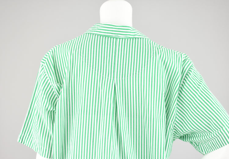 Vintage Karen Scott Green Striped Short Sleeve Shirt, Women's Large