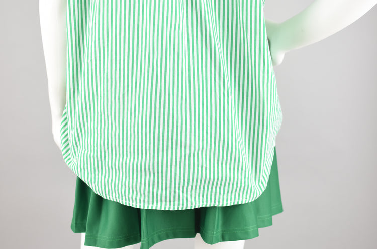 Vintage Karen Scott Green Striped Short Sleeve Shirt, Women's Large