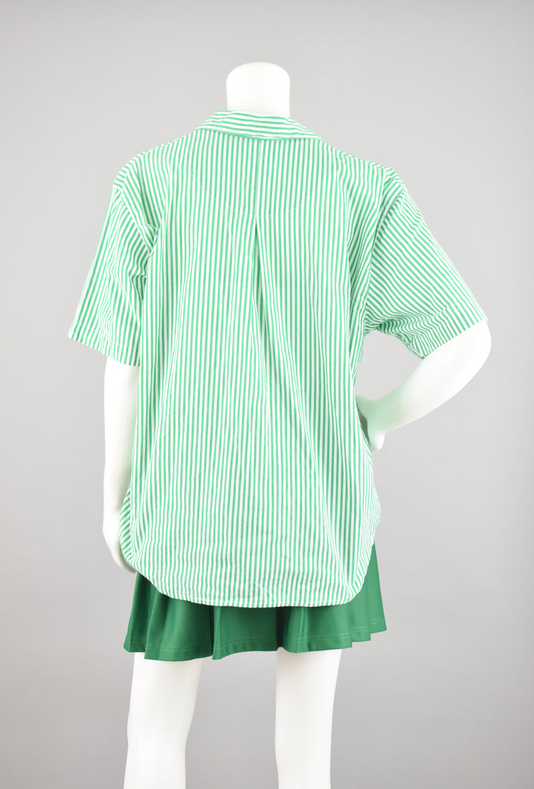 Vintage Karen Scott Green Striped Short Sleeve Shirt, Women's Large