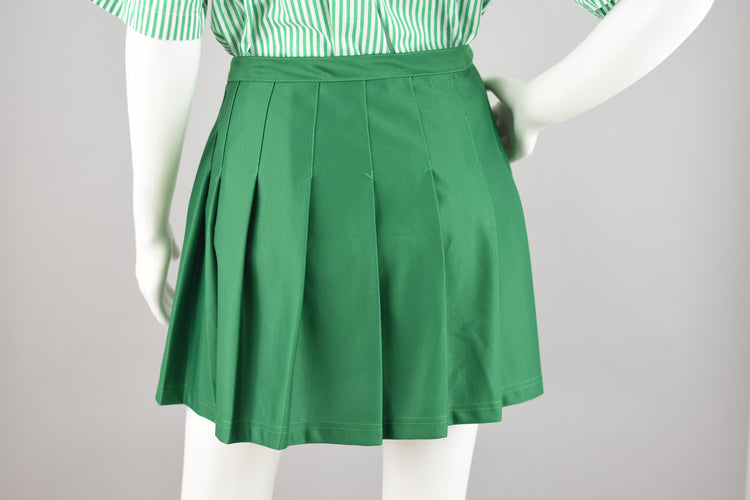 90s High Waisted Green Cheerleading Pleated Mini Skirt, 28" Waist