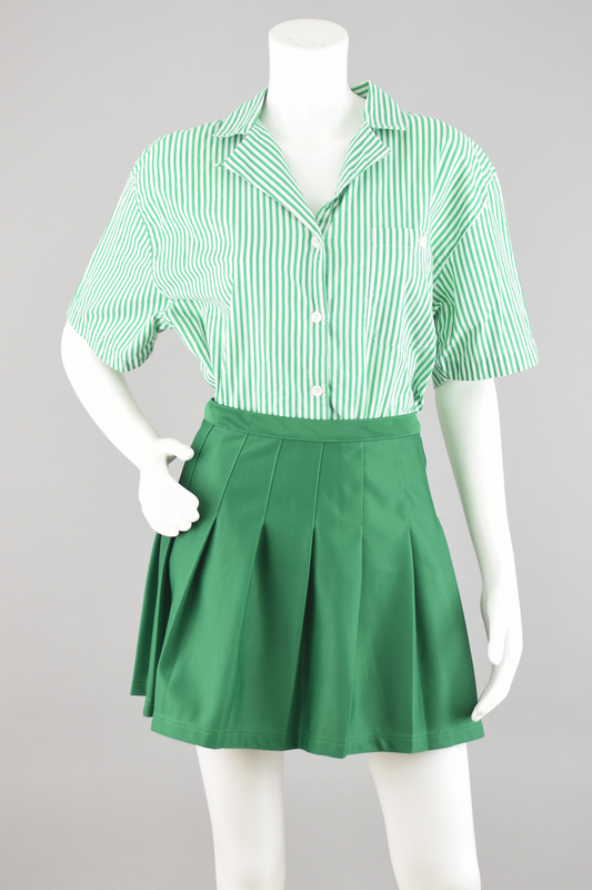 90s High Waisted Green Cheerleading Pleated Mini Skirt, 28" Waist