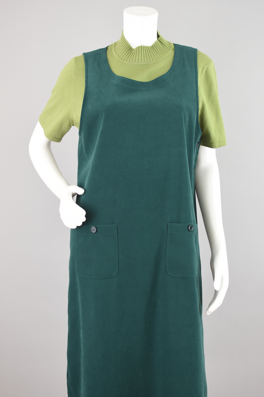 90s Talbots Vegan Ultrasuede Green Jumper Dress, Women's Small