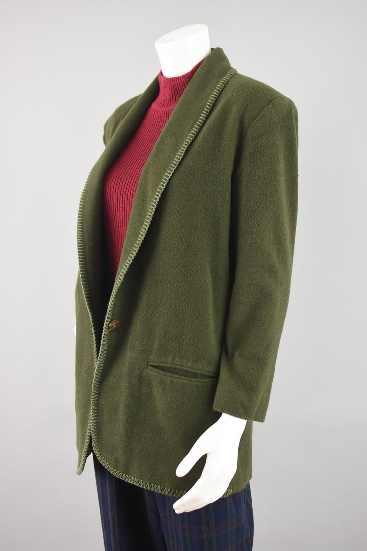 Vintage Green Wool Bend Blazer Women's Small